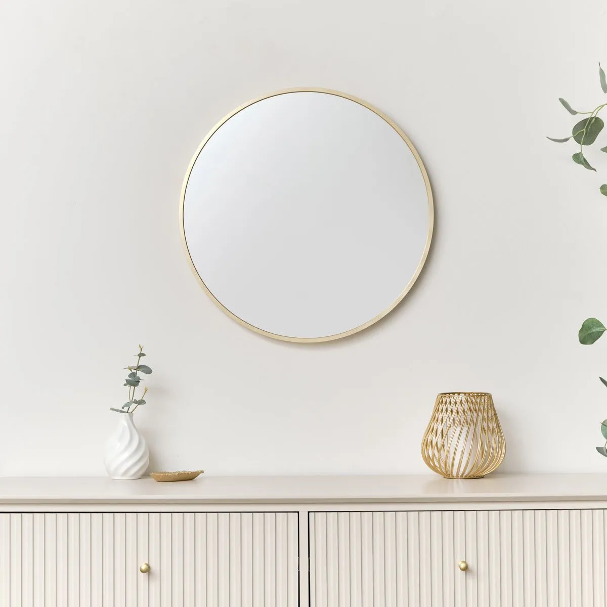 Melody Maison Round Gold Wall Mirror - 50cm X 50cm