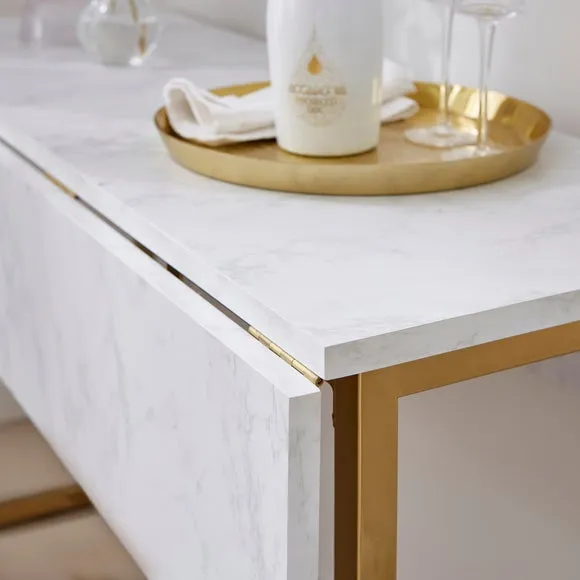 Kendall 2-4 Seater Console Dining Table, Marble Effect 4
