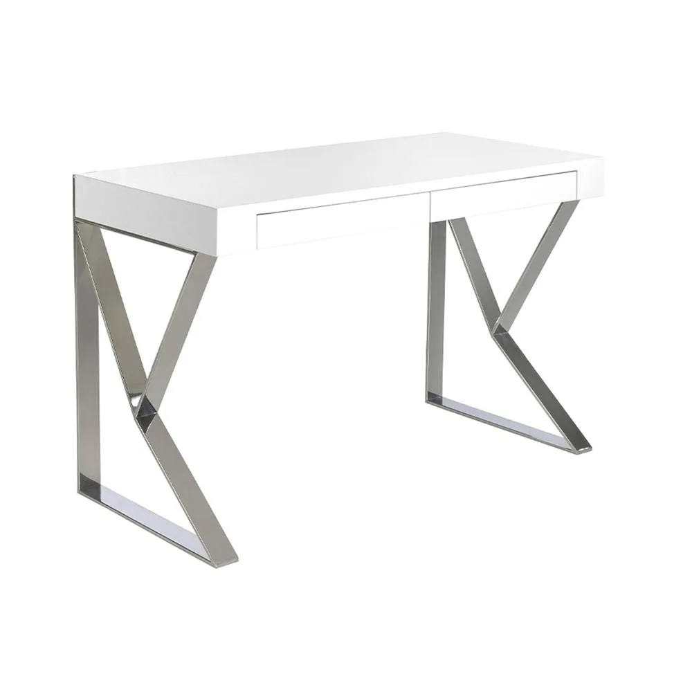 Angel Cerda White MDF Desk with Chromed Steel Legs & 2