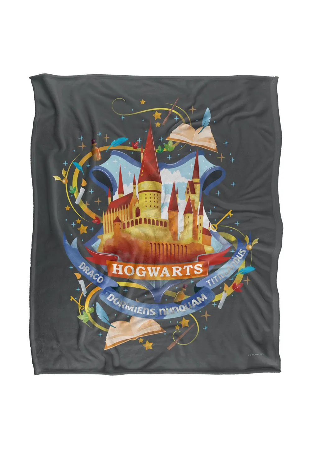 Harry Potter Watercolor Hogwarts Crest Officially Licensed Silky Touch Super Soft Throw Blanket 152x127 cm in White