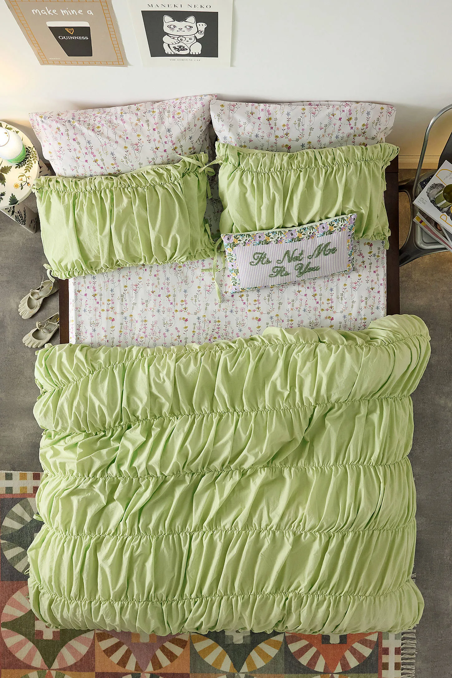 Cinched Duvet Set - Light Green