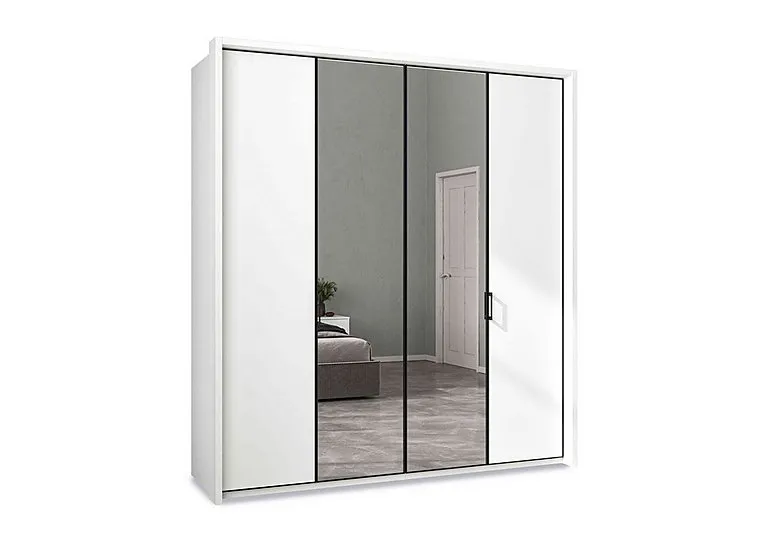 Dallas 207cm 4 Door Hinged Wardrobe with 2 Mirror Doors