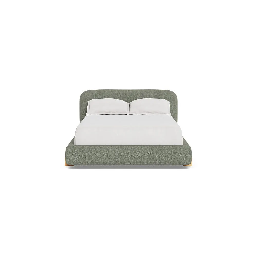 Heal's Nuvola Double Bed Boucle Tweed Lapis Natural Oak Feet 1