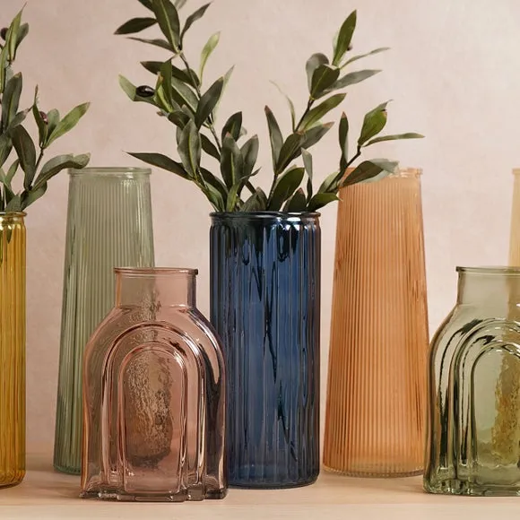 Hestia Cylindrical Ribbed Glass Vase 5
