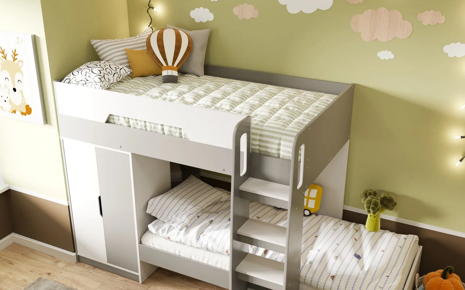 Flair Benito Bunk Bed with Wardrobe in White 4