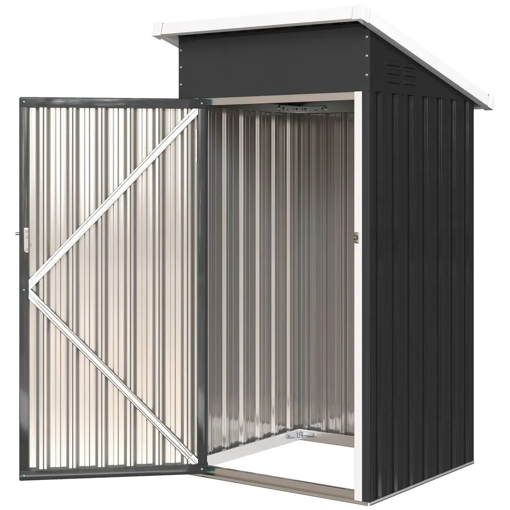 OUTSUNNY 3.5 x 3 ft Metal Storage Shed with Lockable Door for Patio in Dark Grey