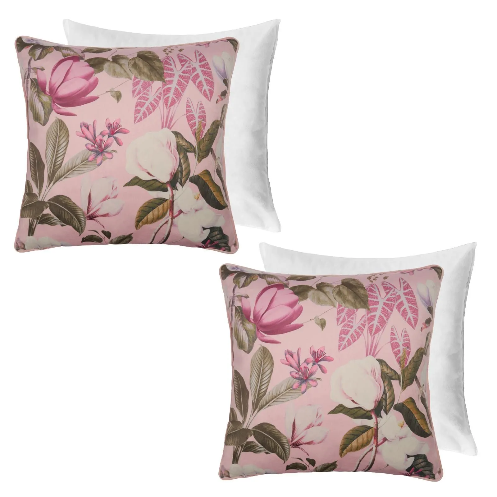 OHS 2 Pack Printed Floral Filled Cushion Covers Home Decor Set in Pink
