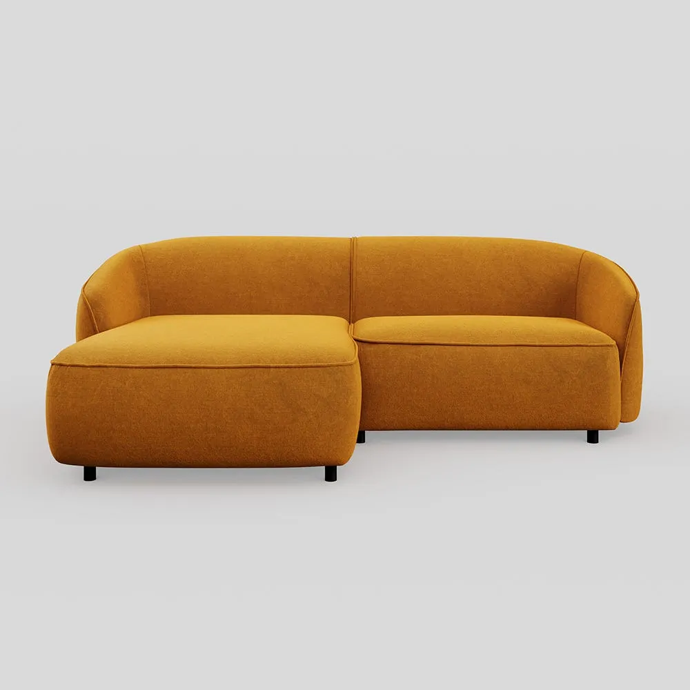 Heal's Aurelie Chaise Sofa LHF Smart Luxe Velvet Cognac