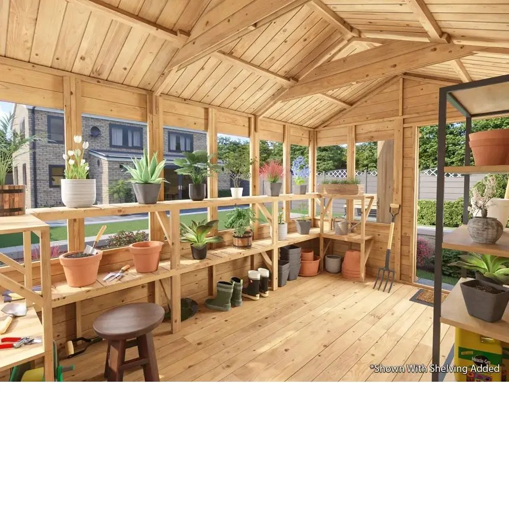 Dunster House Wooden Potting Shed Apex Roof W8' x D12' (W2.4m x D3.6m) Overlord Modular in Brown 3