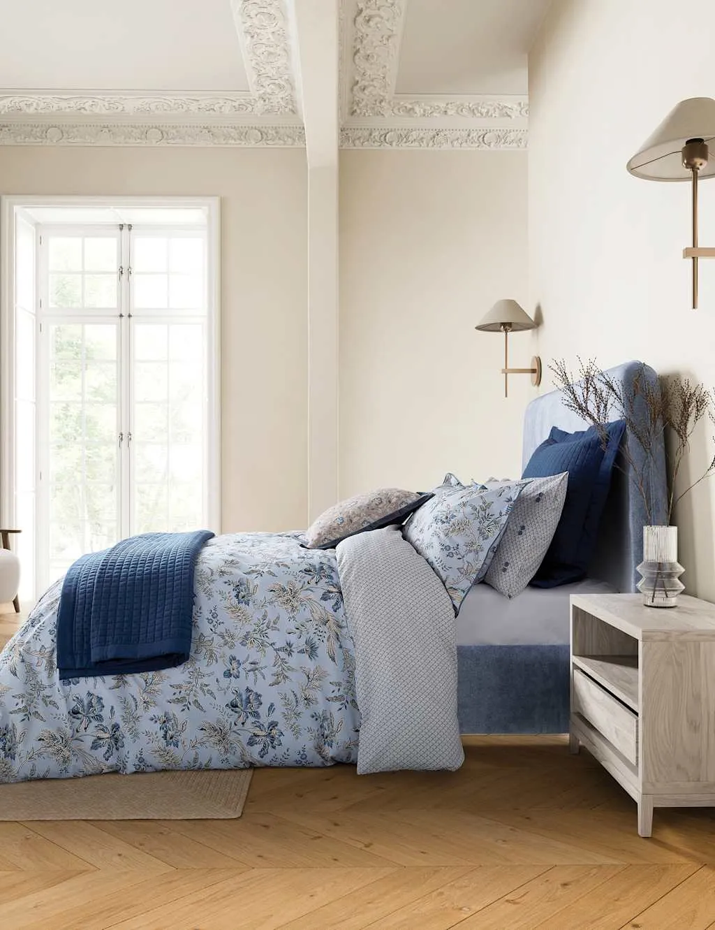 Bedeck of Belfast Pure Cotton Lorelei Throw Blue