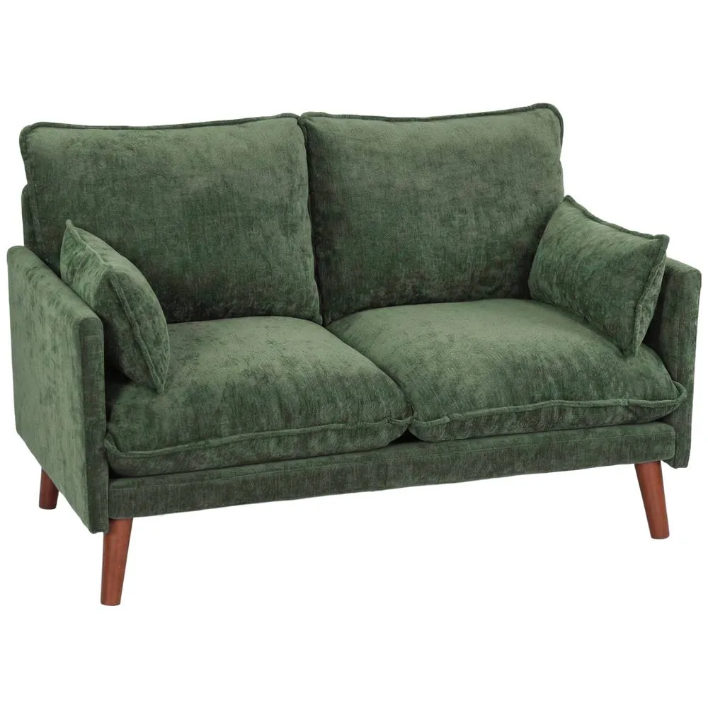 HOMCOM 2 Seater Sofa, Modern Loveseat with Spring Cushions, Wide Seat, Green 2