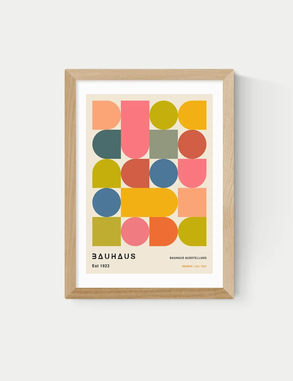 East End Prints Bauhaus Shapes Framed Art Natural