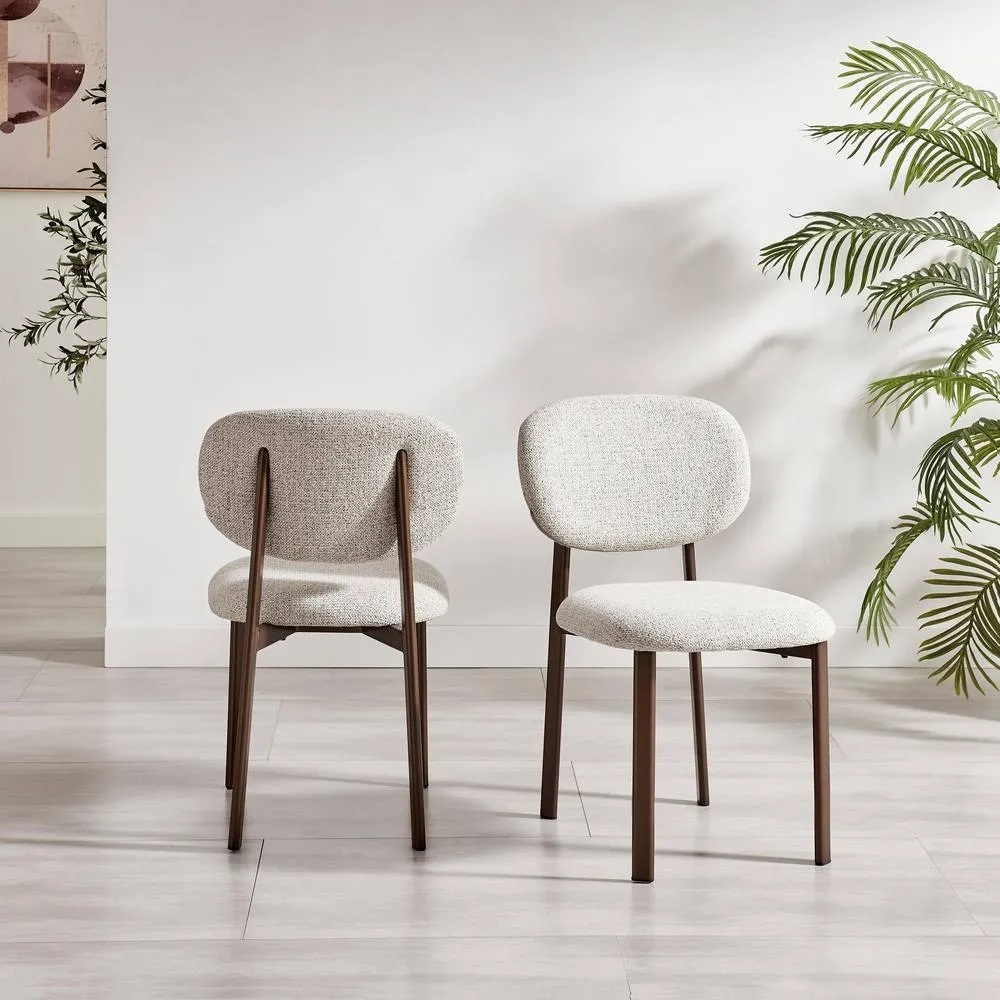 FurnitureboxUK 2x Mirelle Grey / Beige Fabric Dining Chairs Bronze Legs 3