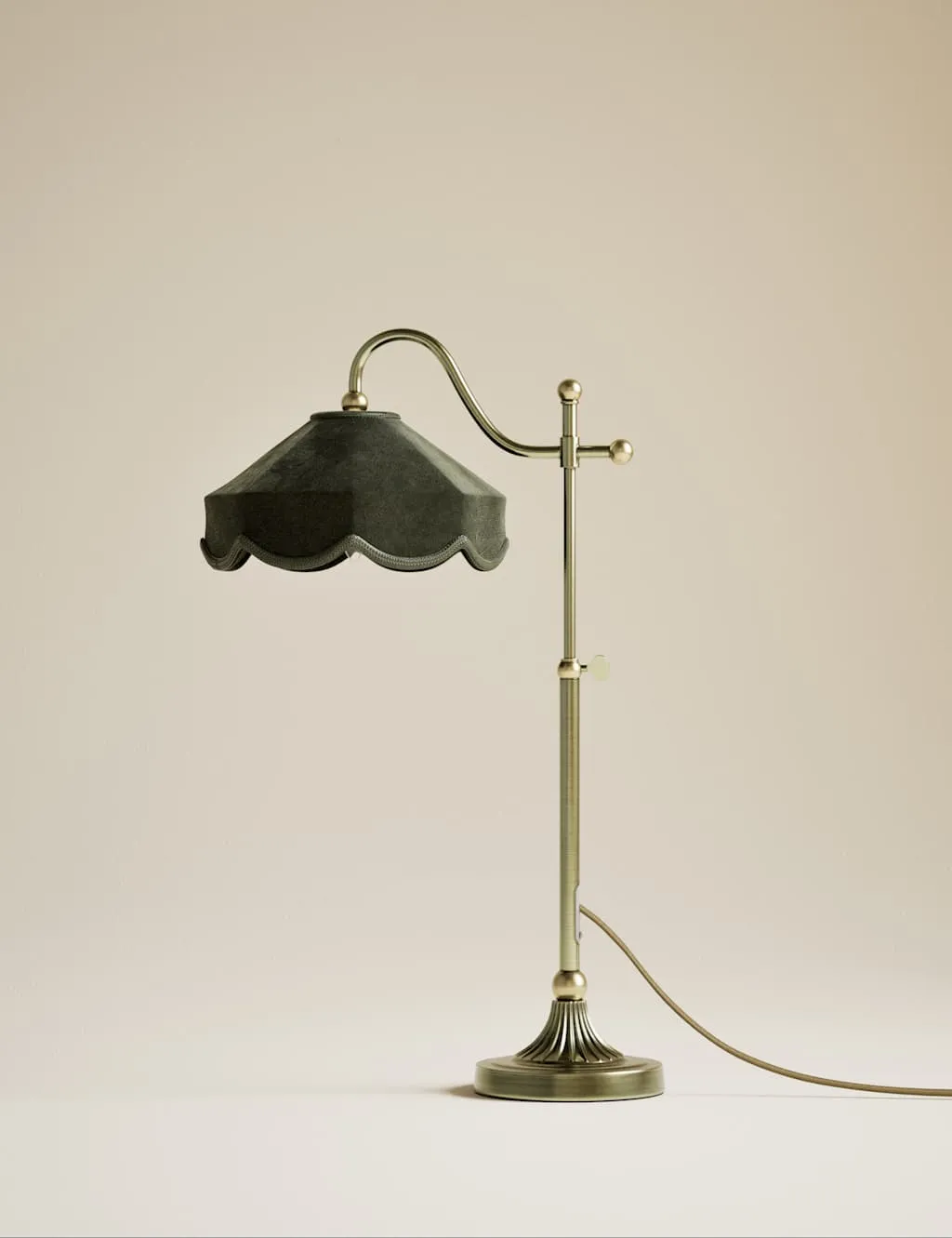 M&S Winnie Velvet Table Lamp Green