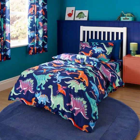 Bright Dino Duvet Cover and Pillowcase Set