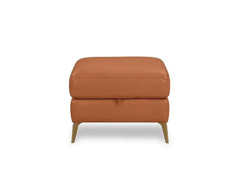 Eclipse Leather Storage Footstool - Pecan