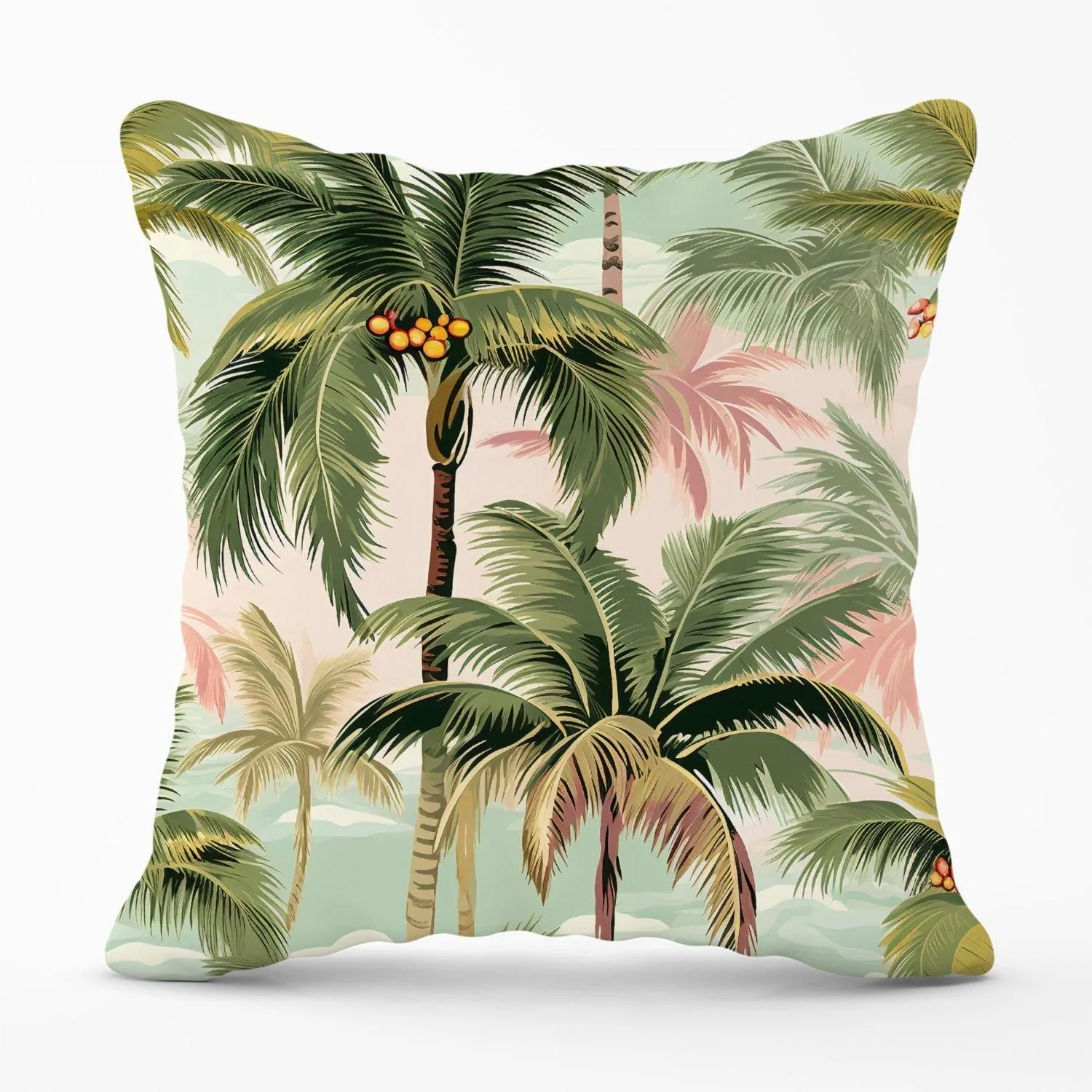 Warren Reed - Designer Palm Trees Pattern Outdoor Cushion in Green