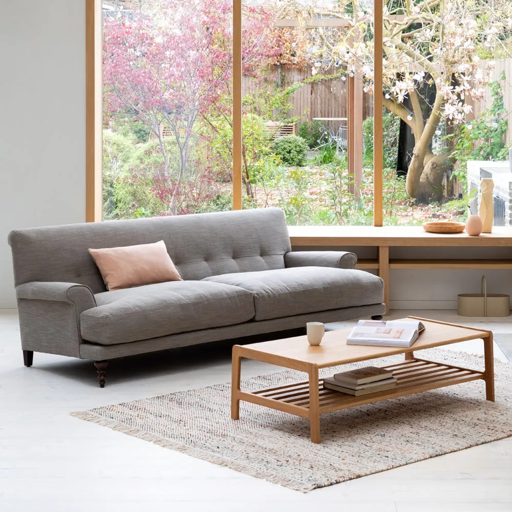 Scp Oscar 3 Seater Formal Sofa Broad Weave Putty Walnut Feet 3
