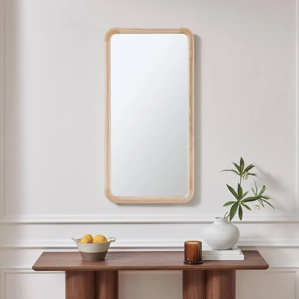 FurnitureboxUK Rowena Oak Wood Small 80x40cm Rectangle Wall Mirror in Light Brown 2