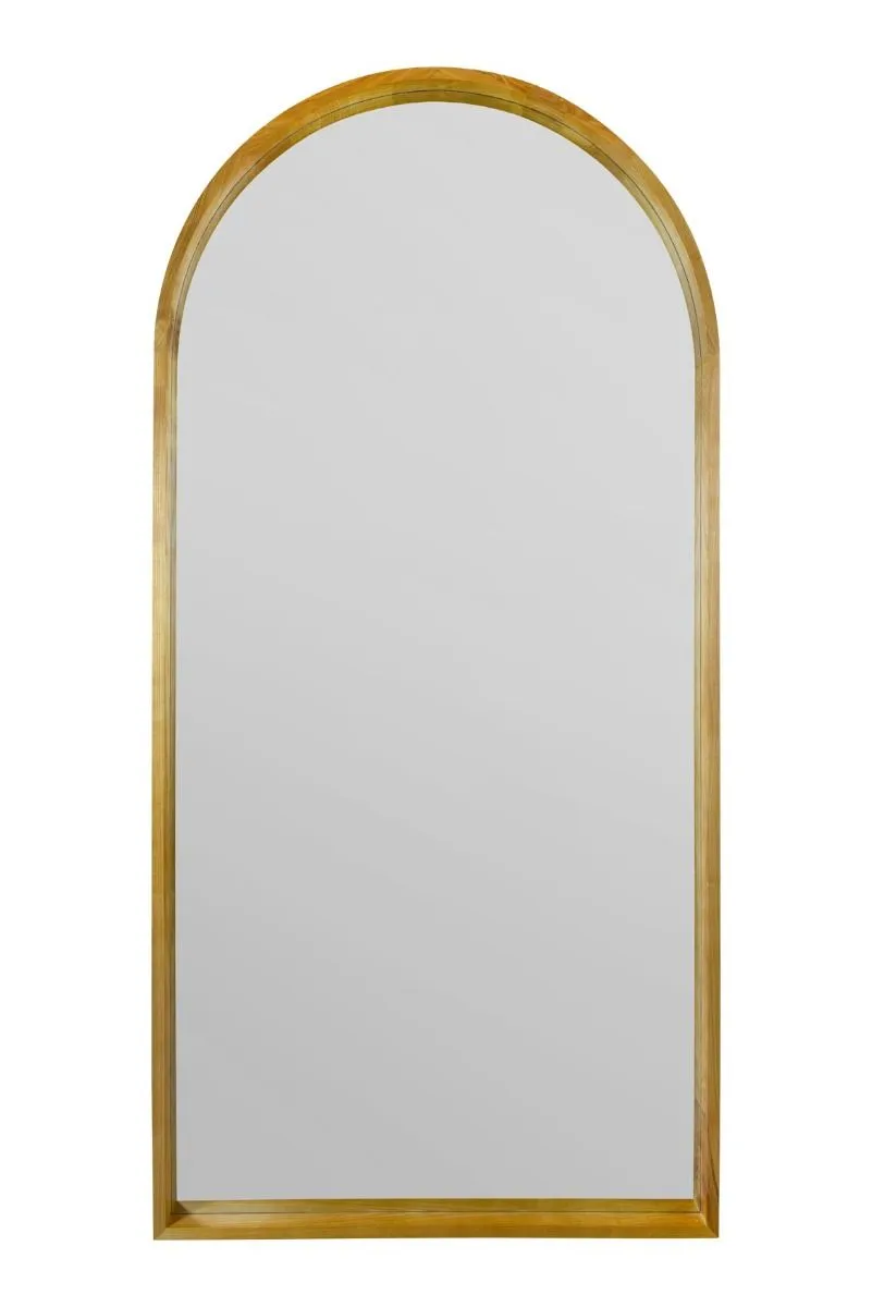 MirrorOutlet Solid Oak Framed Arched Leaner Wall Mirror 79" X 39" (200CM X 100CM) in Beige 3