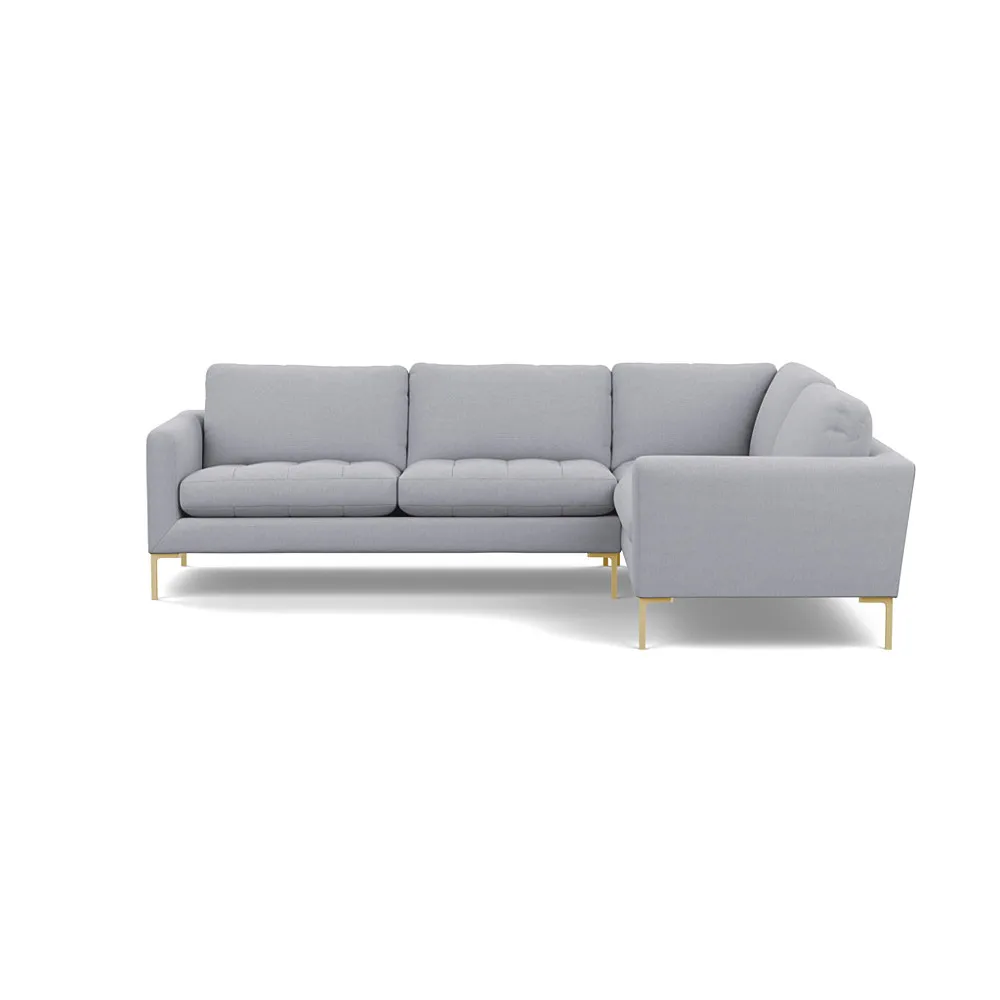 Heal's Eton Right Hand Facing Corner Sofa Brushed Cotton Pewter Brass Feet
