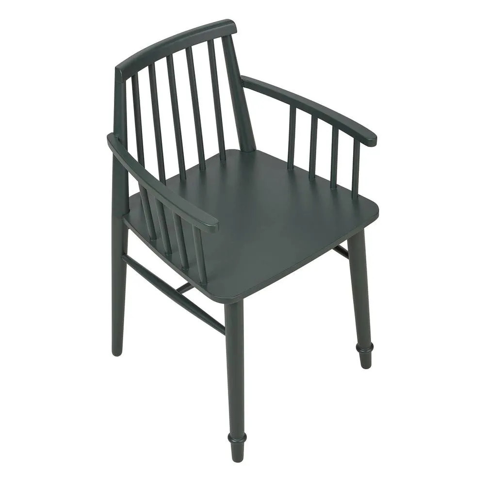 Statement Furniture Queensbury Wooden Dining Armchair with Slatted Back in Bottle Green 4