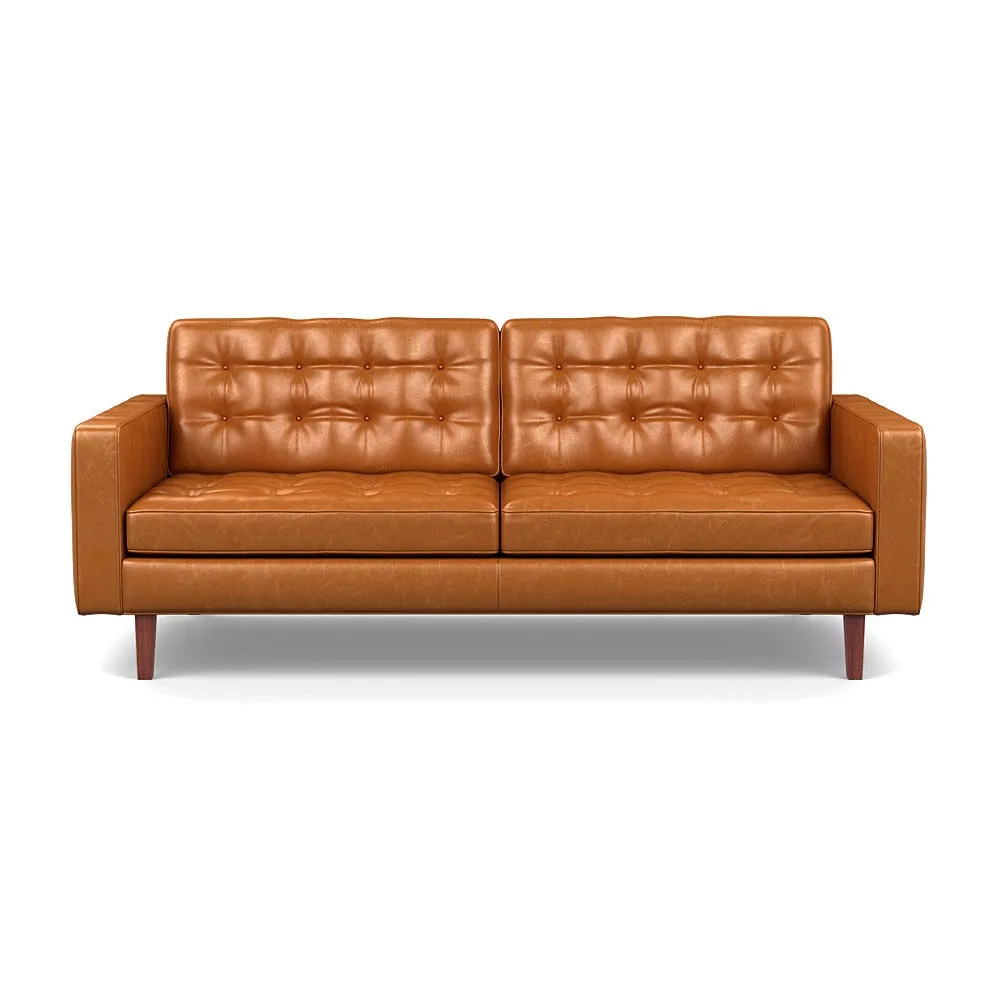 Heal's Hepburn 3 Seater Stonewash Leather Toffee 277 Wenge Feet 1