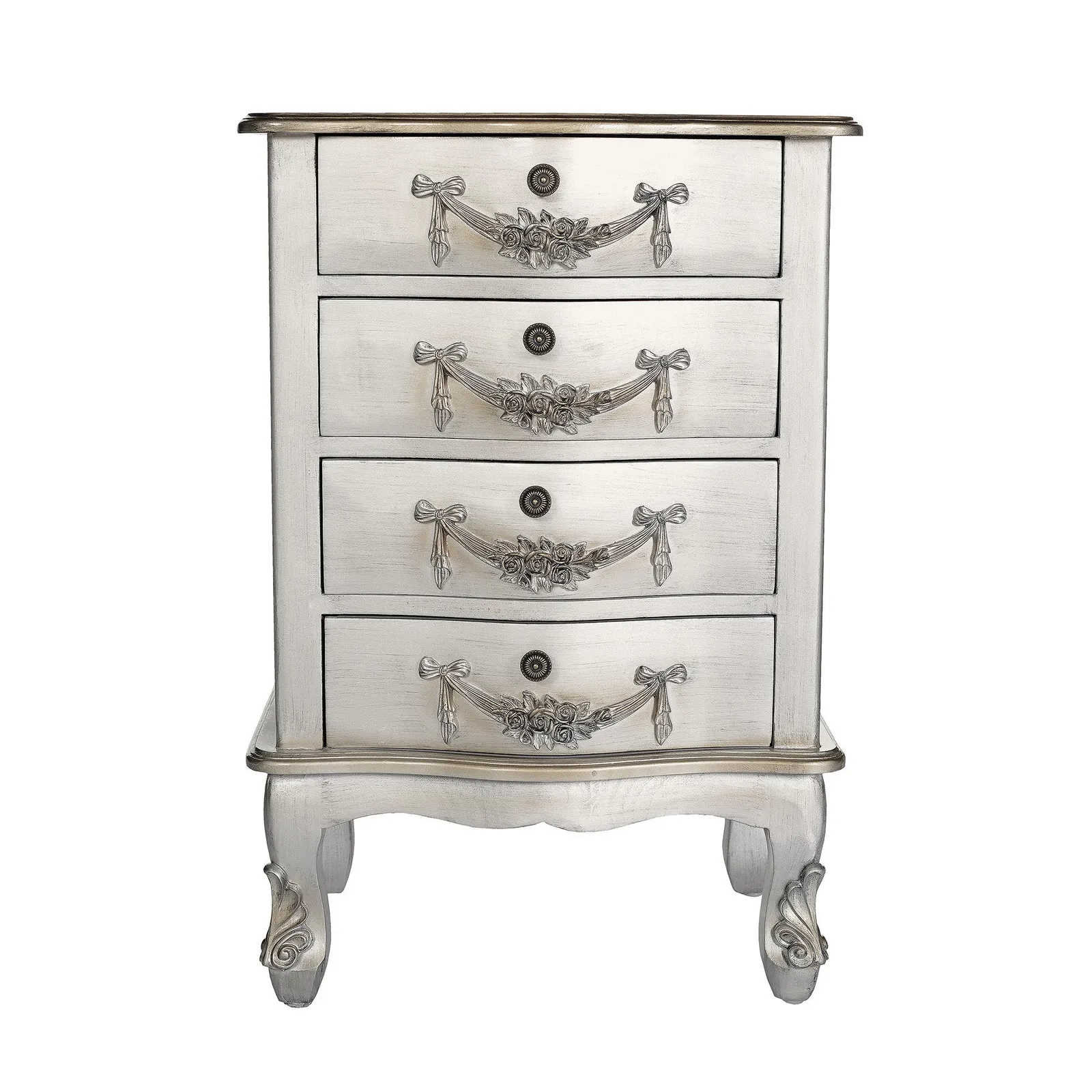 Toulouse Silver 4 Drawer Chest Silver