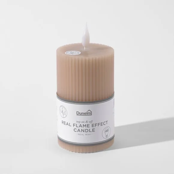 LED Tap Out Ribbed Pillar Candle 4