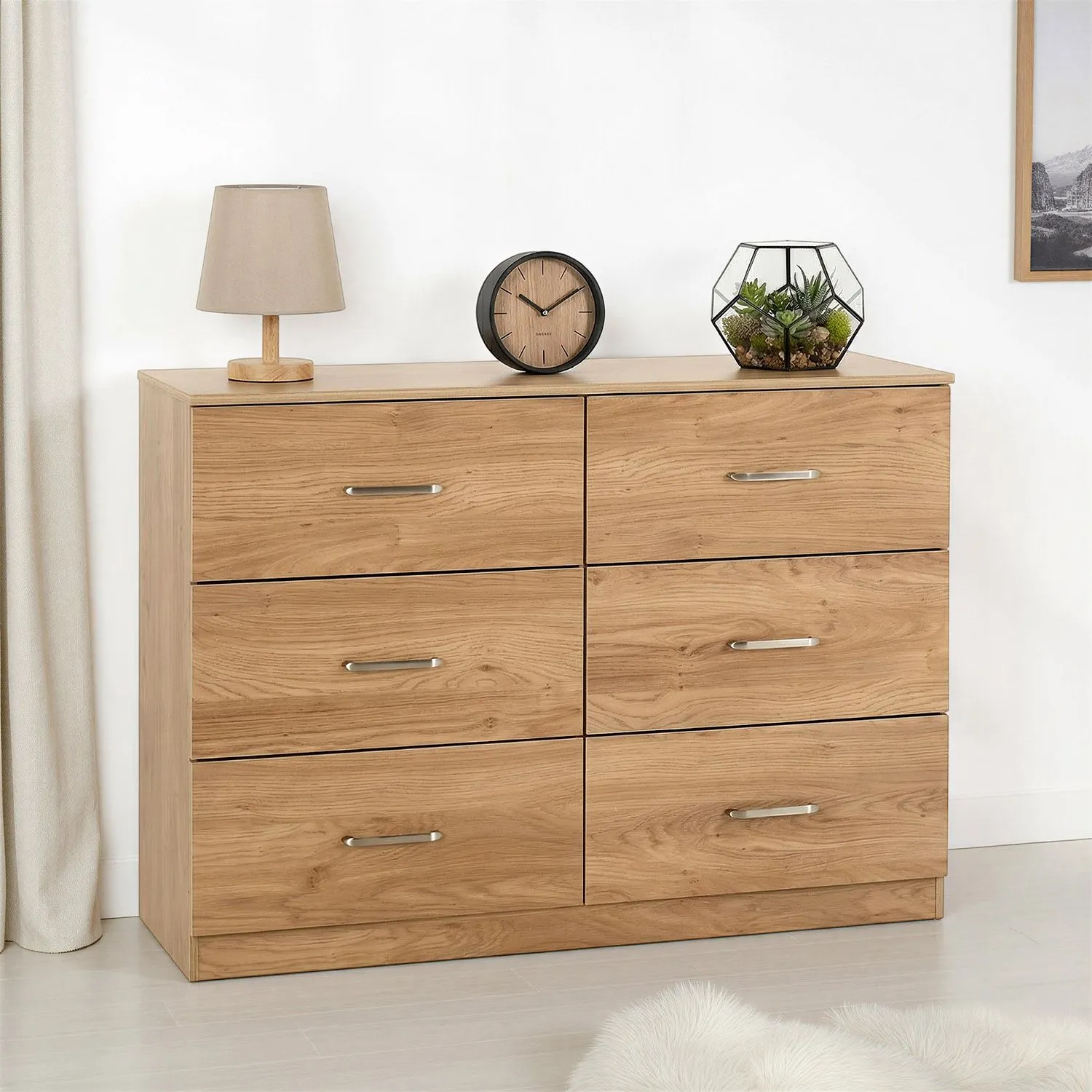 Seconique Dakotia 6 Drawer Chest in Light Oak