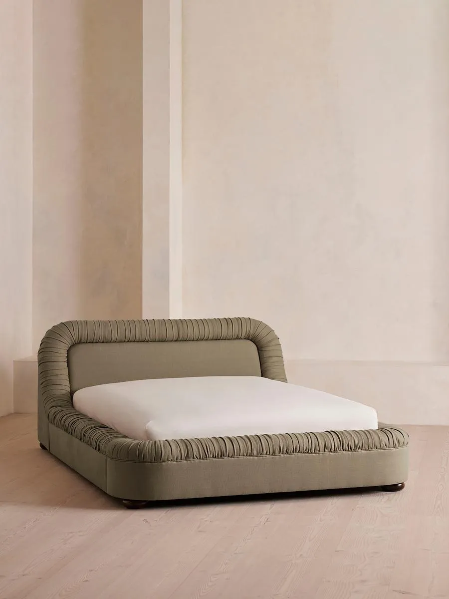 Vara Bed, Emperor, Linen, Sage