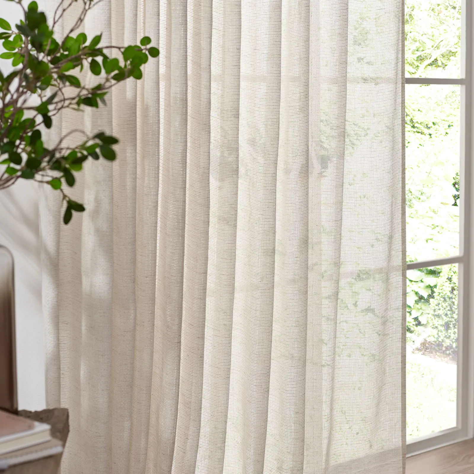 Yard Nimbus Sheer Tie Top Curtain Panel in Natural 4