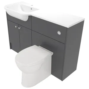 Deccado Benham Charcoal Grey Left Hand 1200mm Fitted Vanity & Toilet Pan Unit Combination with Left Hand Basin