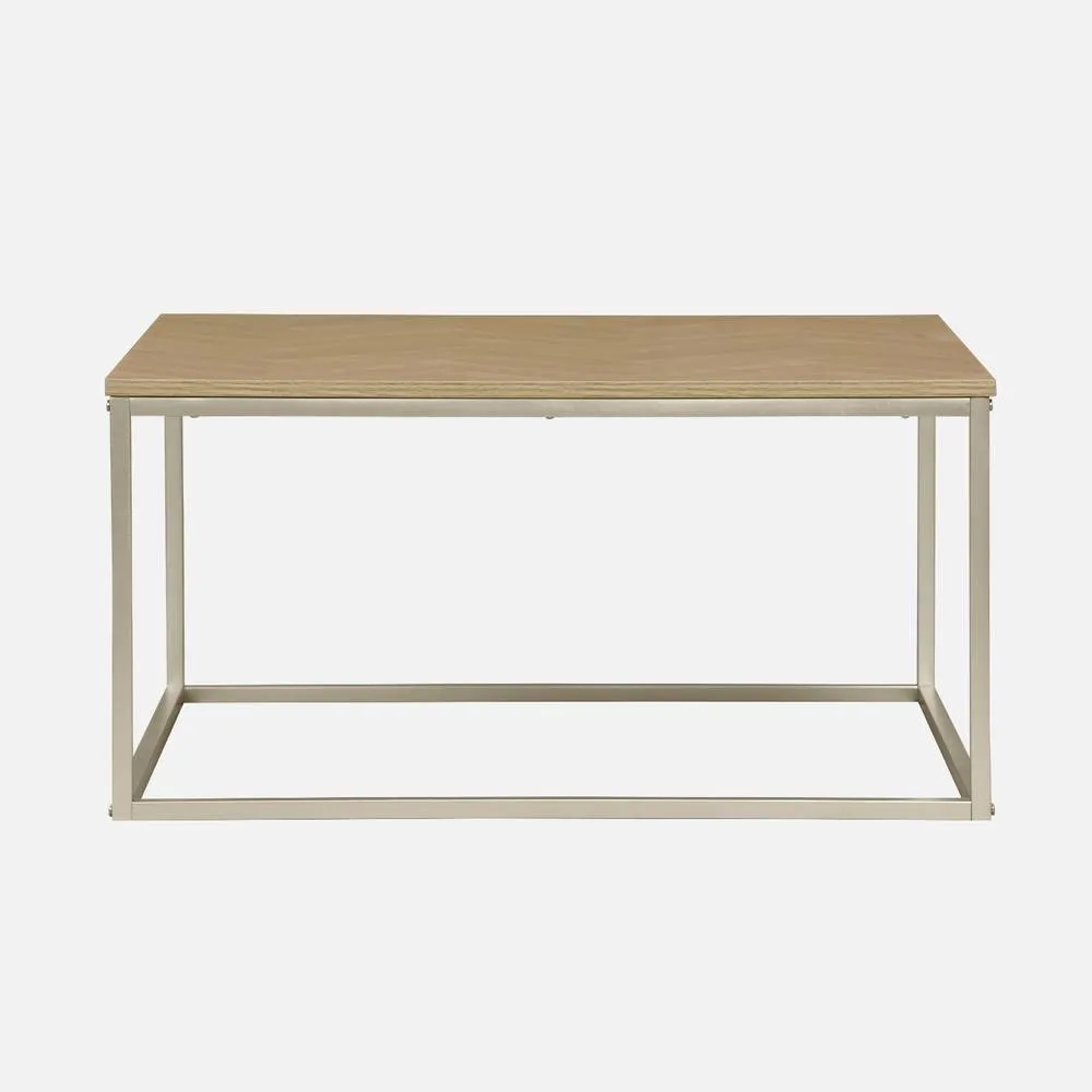 sweeek Herringbone Square Coffee Table in Light Brown 2