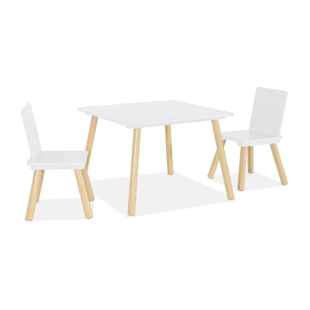 sweeek Children's square table with 2 chairs pine legs in White 2