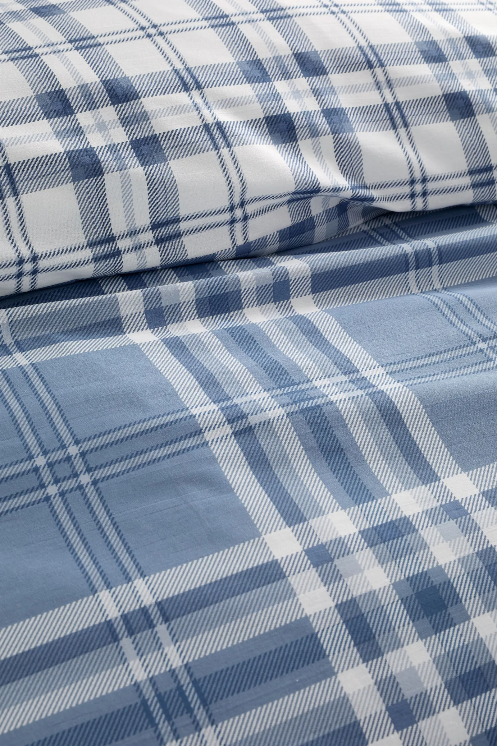 Catherine Lansfield 'Kelso Check' Reversible Duvet Cover Set in Blue 4