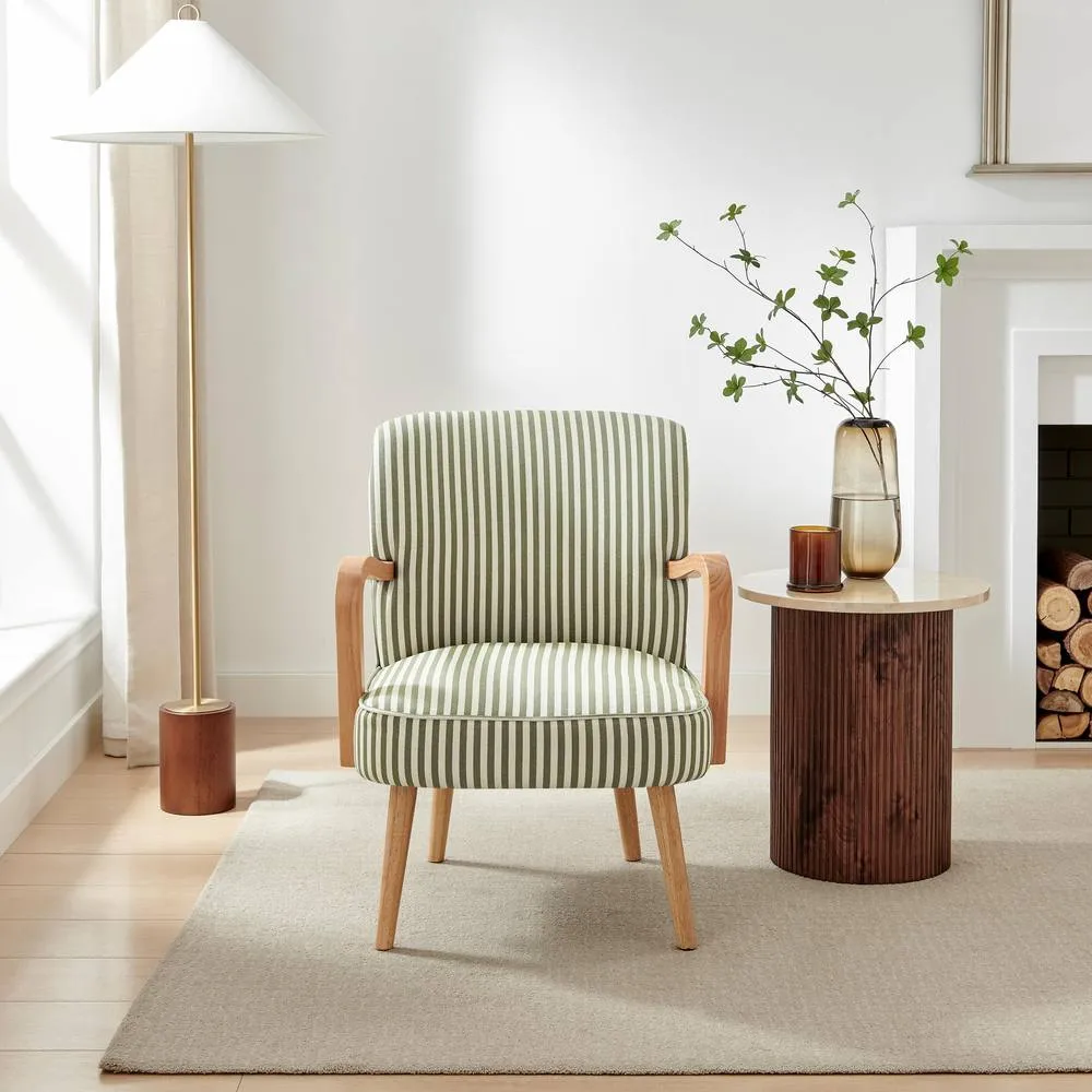 FurnitureboxUK Sylvie Accent Chair with Oak Effect Legs in Green 2