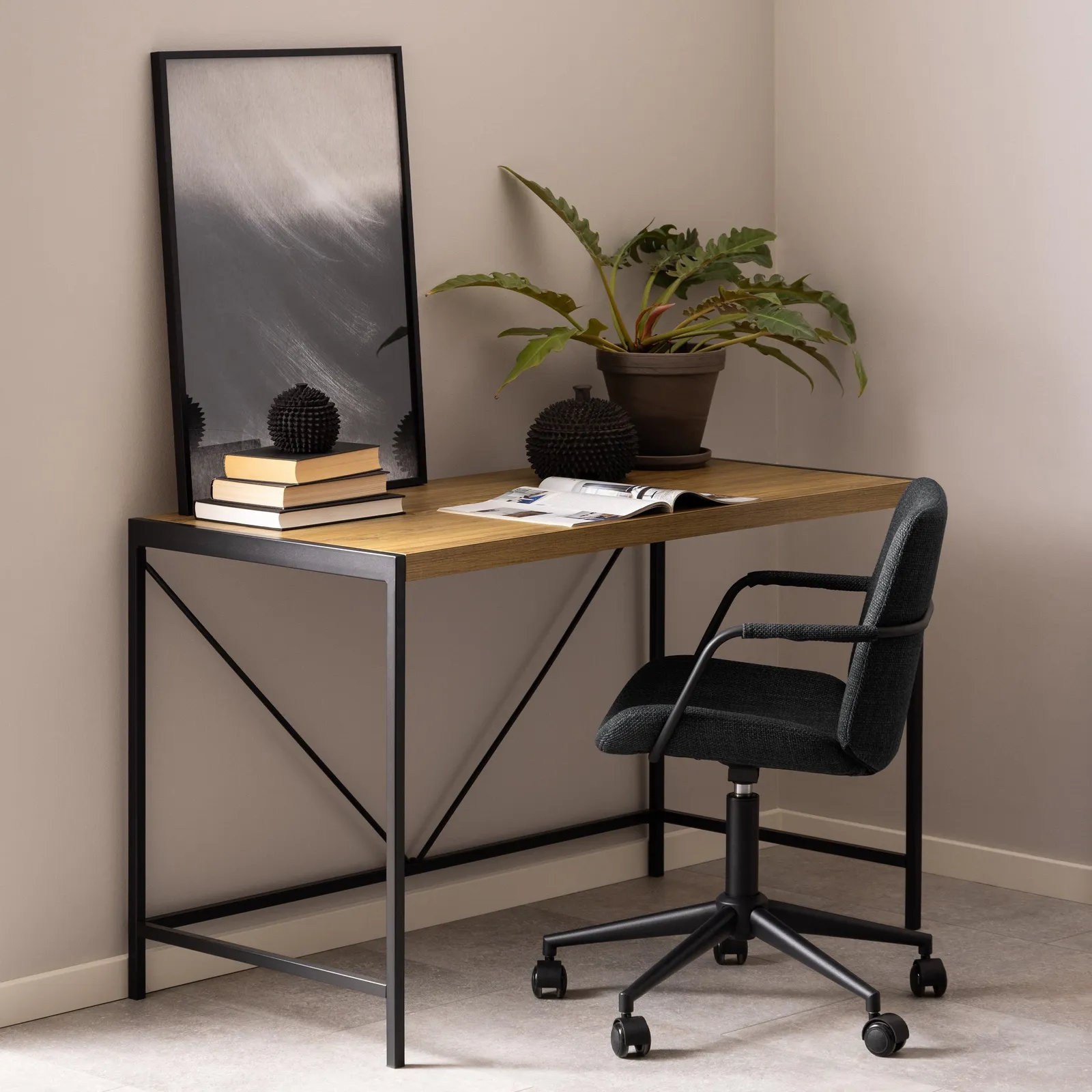 Furniture To Go Bahamas Office Desk & Black & Oak 4