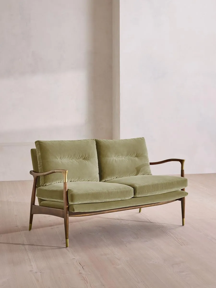 Theodore Two Seater Sofa, Velvet, Lichen