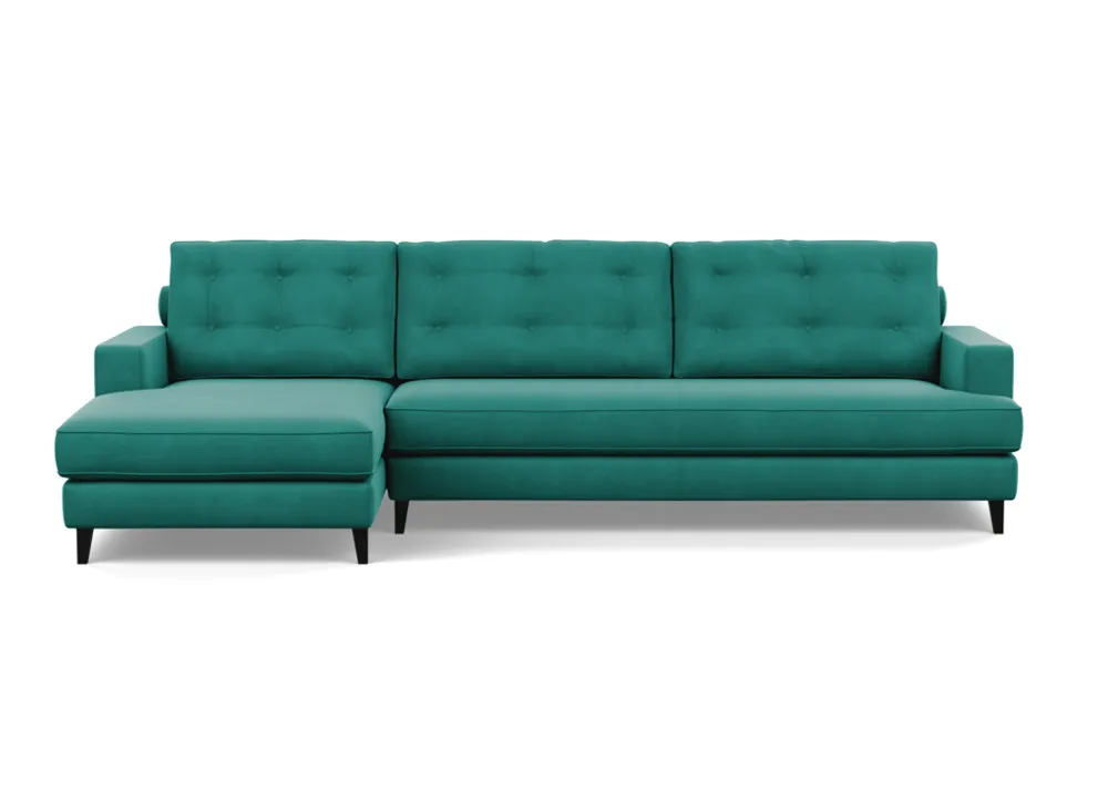 Heal's Mistral Left Hand Facing Corner Sofa Smart Velvet Green Black Feet