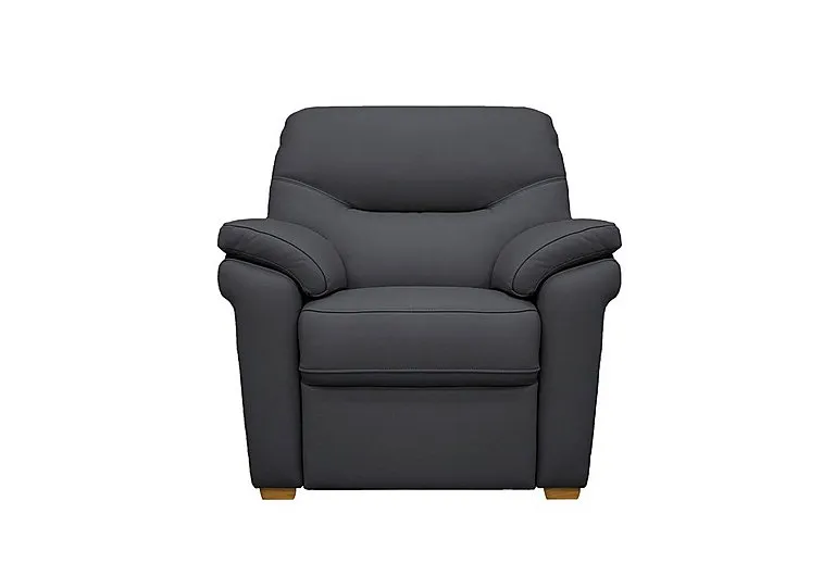 Seattle Leather Armchair with Wooden Feet - Cambridge Petrol Blue Ok