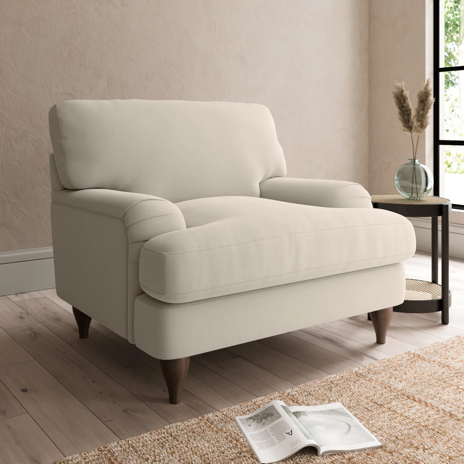 Darwin Luxury Velvet Armchair Luxury Velvet Natural