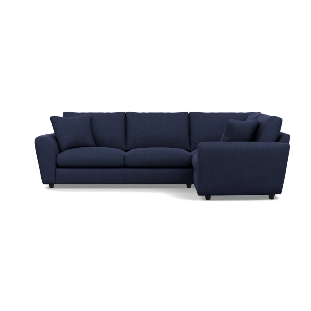 Heal's Snooze Right Hand Facing Corner Sofa Smart Linen Mix Navy Black Feet