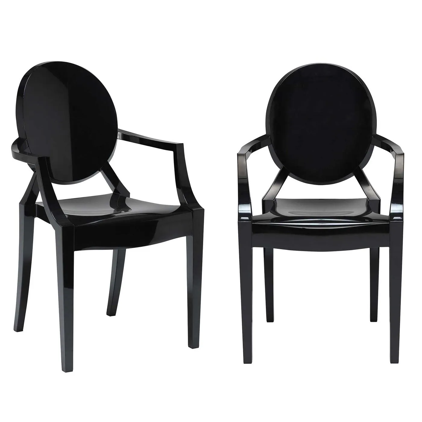 Pair of Kartell Louis Ghost Stackable Armchair, Black