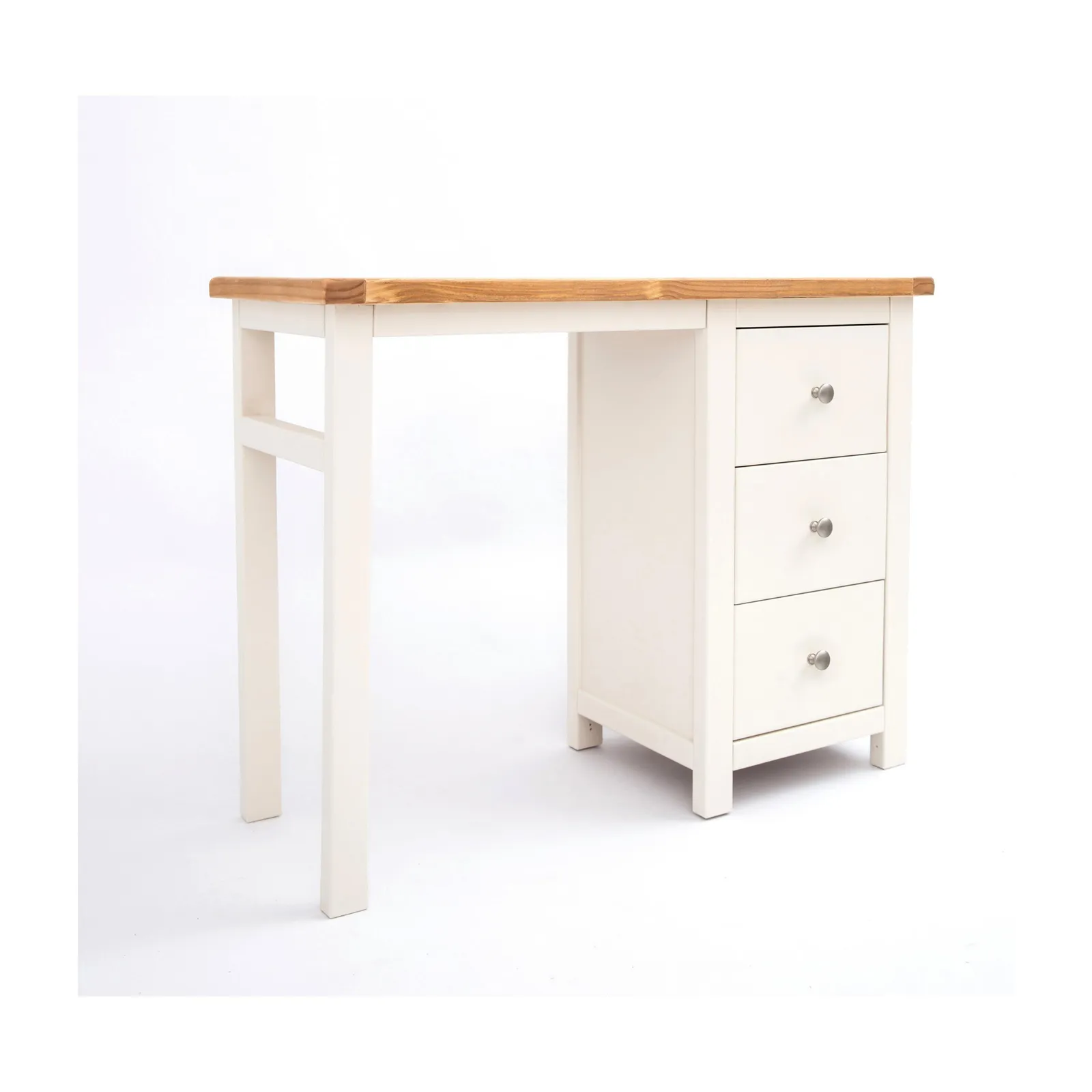 Cabinet Bits Maggiori 3 Drawer Desk - Dressing Table Chrome Knob in Off-White 2