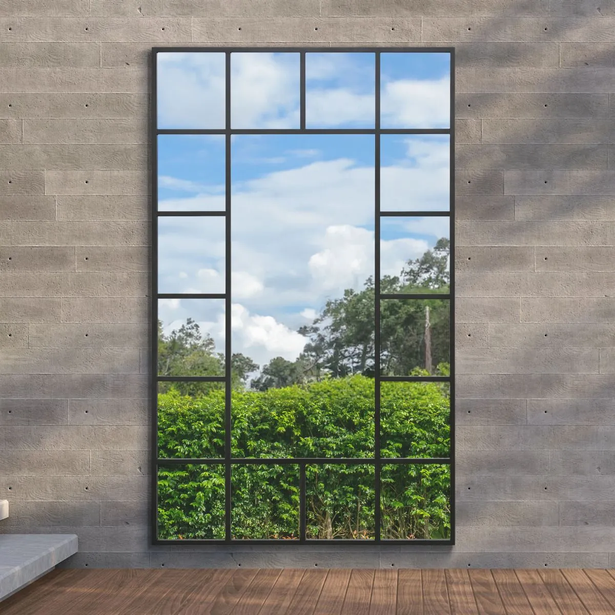 MirrorOutlet Black Modern Wall & Leaner Garden Mirror 71"x 43" 180x110cm 6