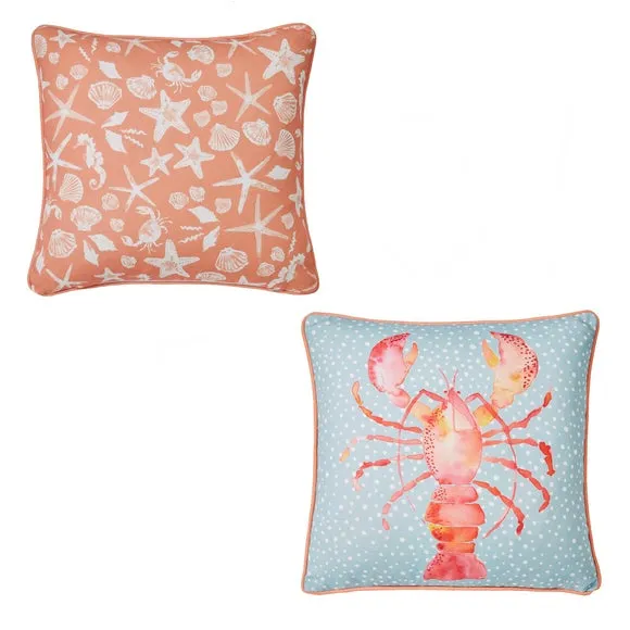 Lobster Outdoor Cotton Square Filled Cushion 4