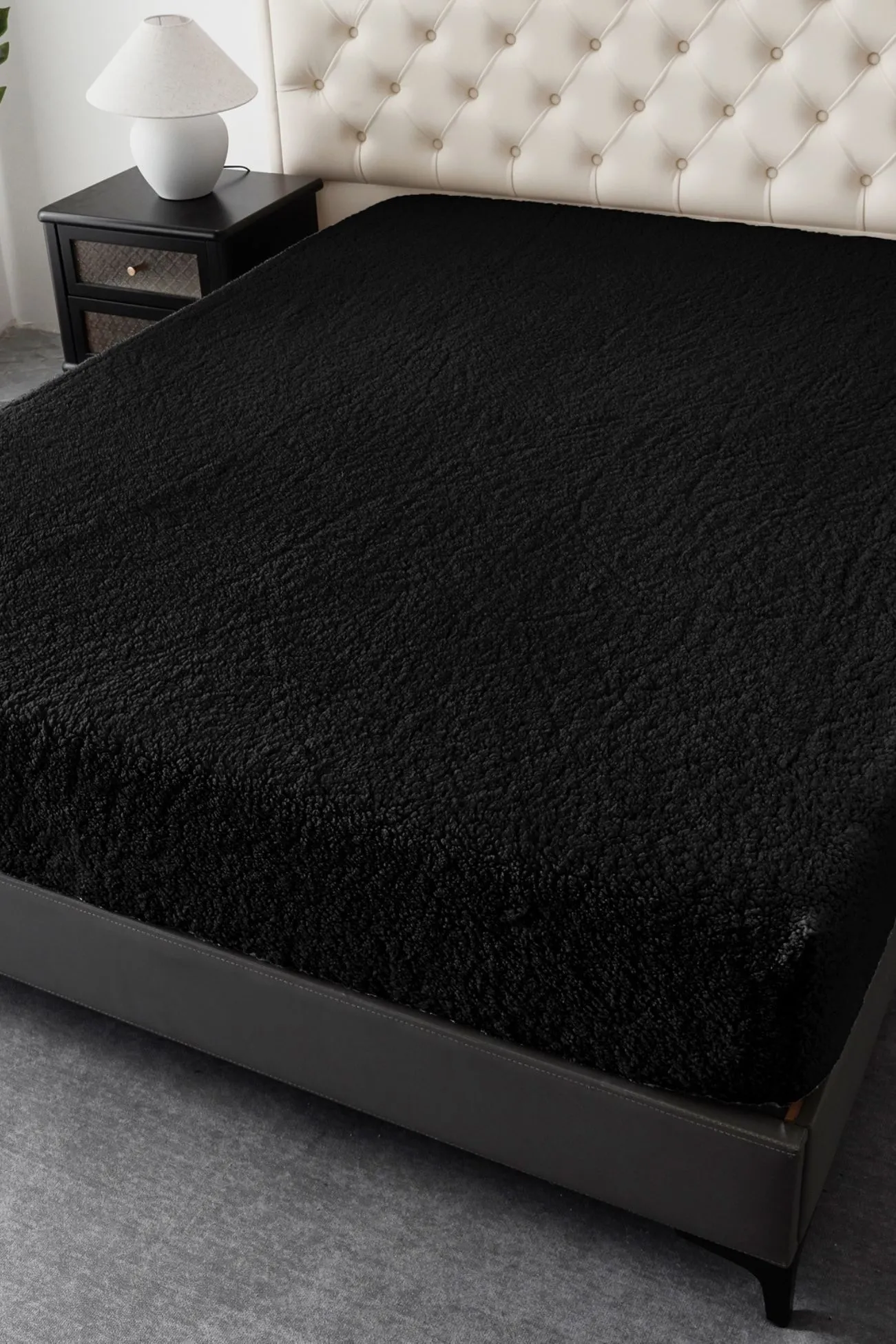 Ezysleep Winter Warm Soft Teddy Fleece Fitted Sheet in Black 1