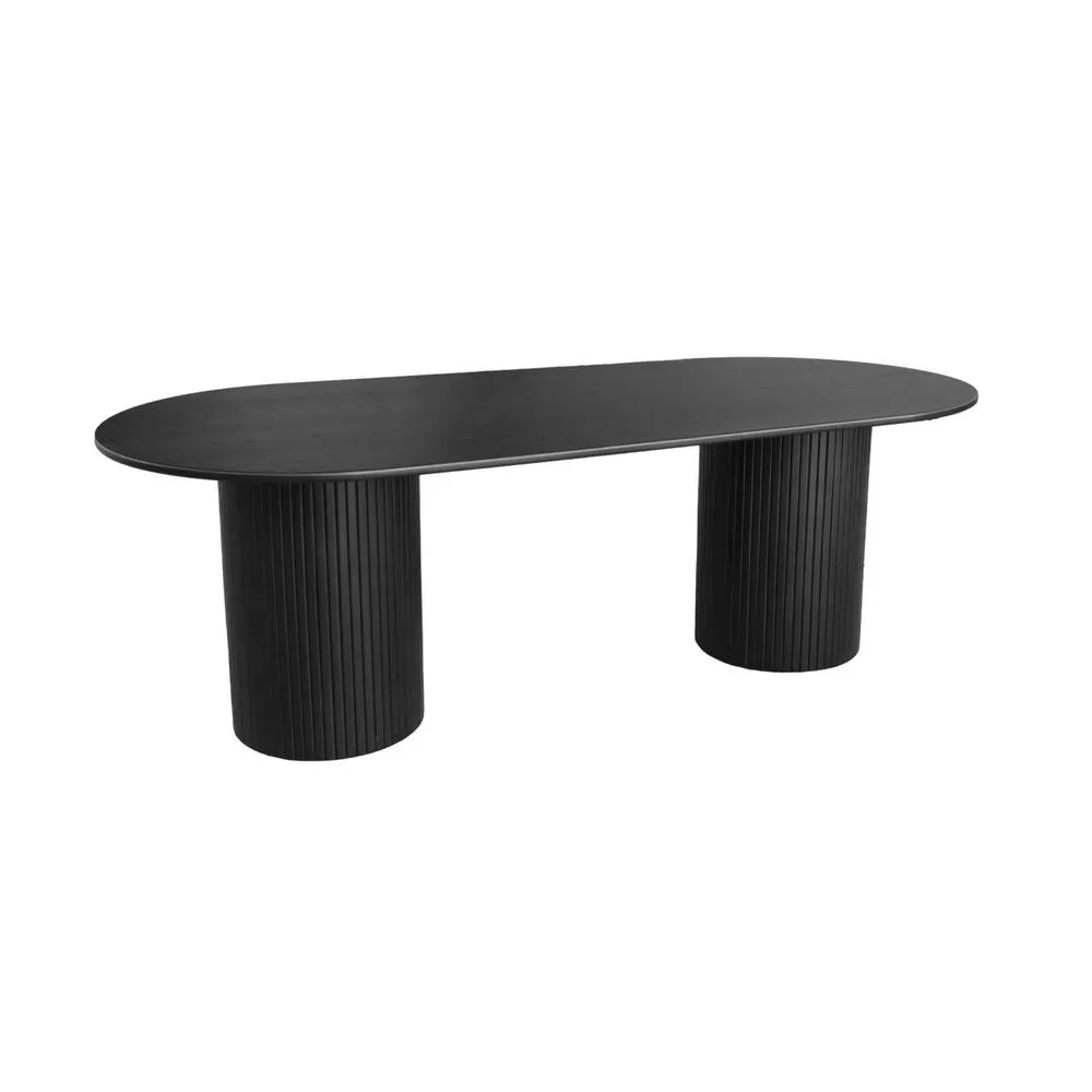 sweeek Oval dining table with oak veneer, seats 8 in Black 2