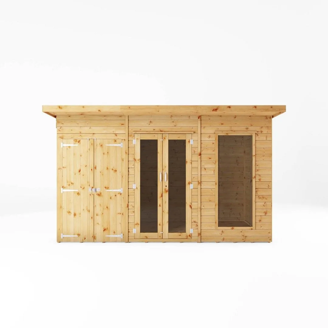 Mercia Maine Pent Summerhouse with Side Shed - L233.1 x W361.5 x H217 cm in Brown 2